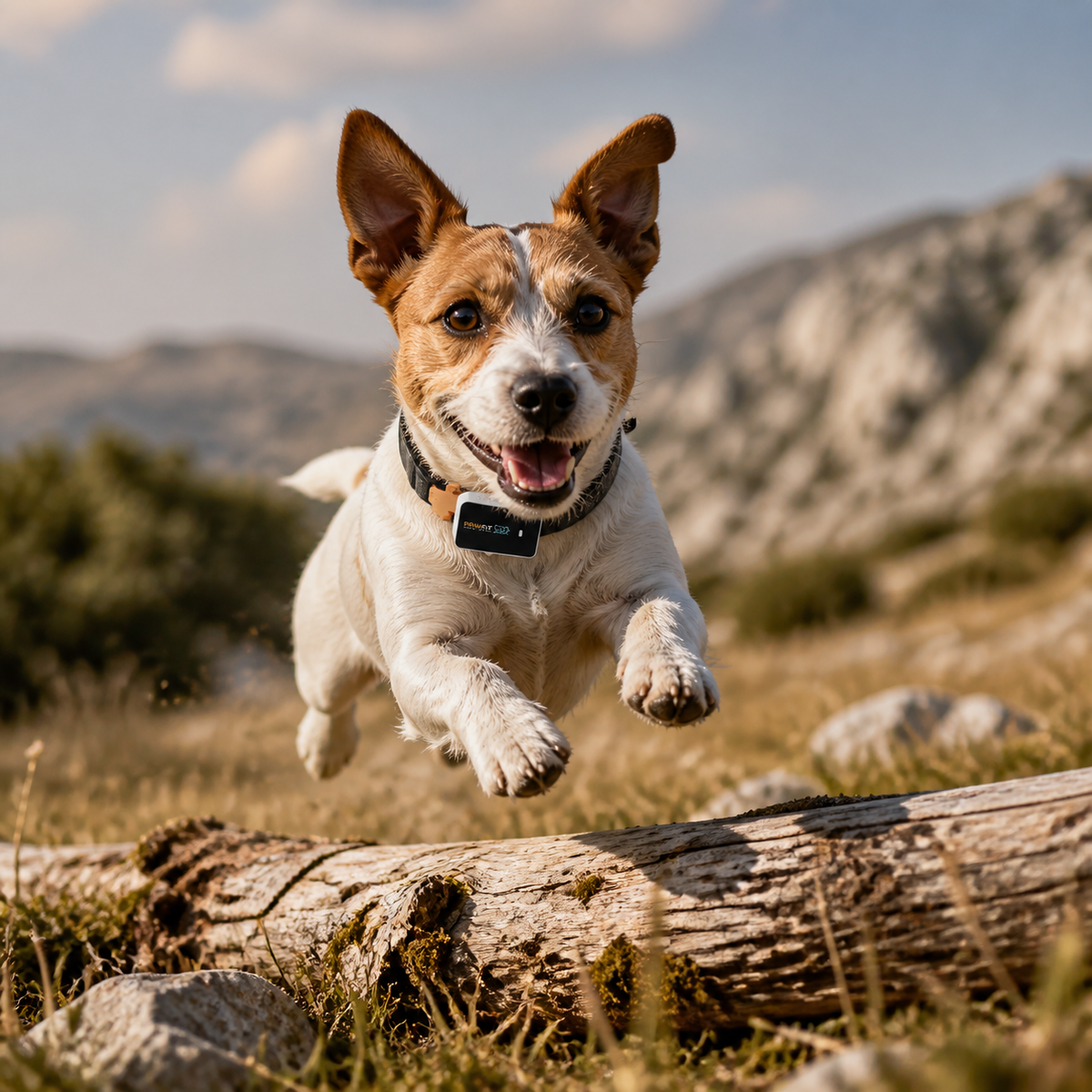 Jack Russell jumping outdoors with PAWFIT 3
