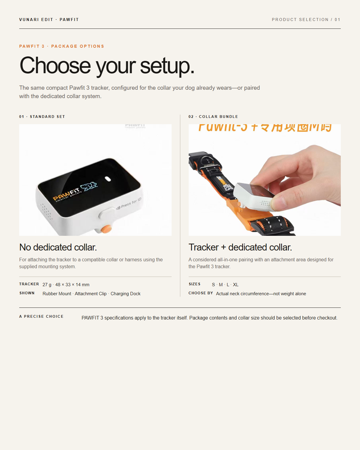 PAWFIT 3 setup options